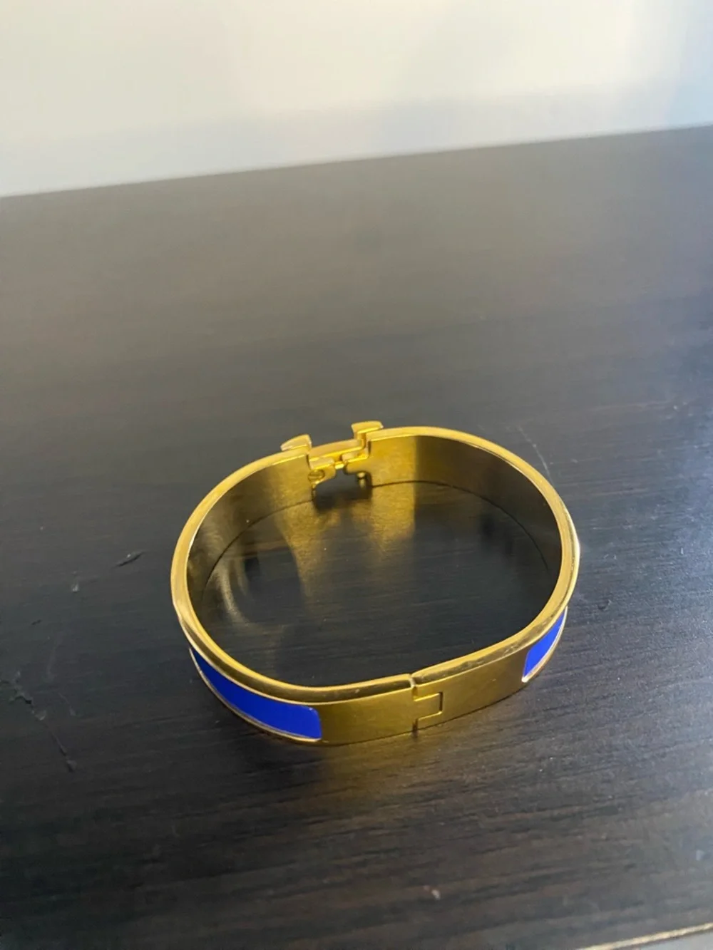 Hermes Gold and Royal Blue Enamel H Clic Bracelet - Picture 2 of 3